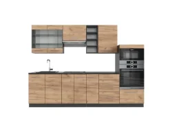 Vicco Fame-Line Küchenzeile Goldkraft Eiche/Anthrazit 280 cm AP Anthrazit ohne E-Geräte