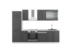 Vicco Fame-Line Küchenzeile Anthrazit-Gold/Weiß 300 cm AP Marmor ohne E-Geräte