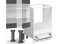 Vicco Fame-Line Küchenzeile Anthrazit-Gold/Weiß 300 cm AP Marmor ohne E-Geräte