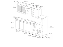 Vicco Fame-Line Küchenzeile Dunkelblau Hochglanz/Weiß 280 cm ohne Arbeitsplatte ohne E-Geräte