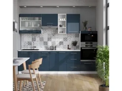 Vicco Fame-Line Küchenzeile Dunkelblau Hochglanz/Weiß 280 cm ohne Arbeitsplatte ohne E-Geräte