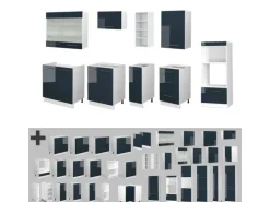 Vicco Fame-Line Küchenzeile Dunkelblau Hochglanz/Weiß 280 cm ohne Arbeitsplatte ohne E-Geräte