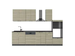 Vicco Fame-Line Küchenzeile Eiche Paneel/Anthrazit 300 cm mit HochschrankAP Anthrazit ohne E-Geräte