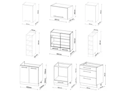 Vicco Fame-Line Küchenzeile Anthrazit Landhaus/Goldkraft Eiche 235 cm AP Eiche ohne E-Geräte