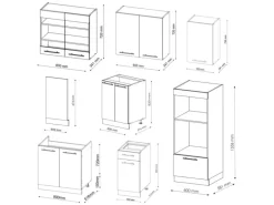 Vicco Fame-Line Küchenzeile Anthrazit Landhaus/Goldkraft Eiche 300 cm mit HochschrankAP Anthrazit ohne E-Geräte