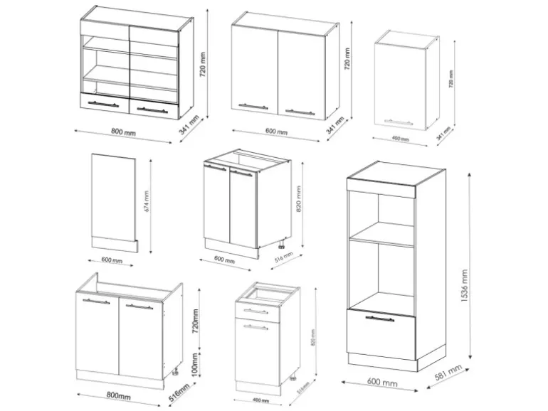Vicco Fame-Line Küchenzeile Anthrazit Landhaus/Goldkraft Eiche 300 cm mit HochschrankAP Anthrazit ohne E-Geräte