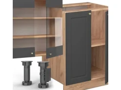 Vicco Fame-Line Küchenzeile Anthrazit Landhaus/Goldkraft Eiche 300 cm mit HochschrankAP Anthrazit ohne E-Geräte