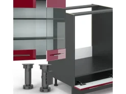 Vicco Fame-Line Küchenzeile Bordeaux Hochglanz/Anthrazit 300 cm ohne Arbeitsplatte ohne E-Geräte