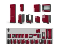 Vicco Fame-Line Küchenzeile Bordeaux Hochglanz/Anthrazit 300 cm ohne Arbeitsplatte ohne E-Geräte