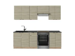 Vicco Fame-Line Küchenzeile Eiche Paneel/Goldkraft Eiche 240 cm AP Anthrazit ohne E-Geräte