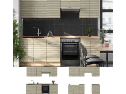 Vicco Fame-Line Küchenzeile Eiche Paneel/Goldkraft Eiche 240 cm AP Anthrazit ohne E-Geräte