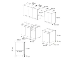 Vicco Fame-Line Küchenzeile Eiche Paneel/Goldkraft Eiche 240 cm AP Anthrazit ohne E-Geräte