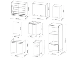 Vicco Fame-Line Küchenzeile Goldkraft Eiche/Anthrazit 300 cm mit Hochschrankohne Arbeitsplatte ohne E-Geräte