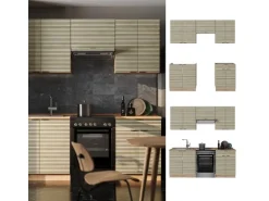 Vicco Fame-Line Küchenzeile Eiche Paneel/Goldkraft Eiche 200 cm AP Eiche ohne E-Geräte