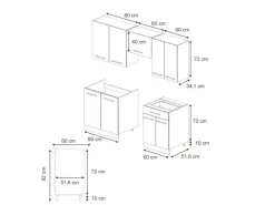 Vicco Fame-Line Küchenzeile Eiche Paneel/Goldkraft Eiche 200 cm AP Eiche ohne E-Geräte
