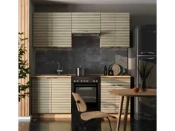 Vicco Fame-Line Küchenzeile Eiche Paneel/Goldkraft Eiche 200 cm AP Eiche ohne E-Geräte