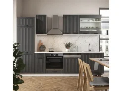 Vicco Fame-Line Küchenzeile Anthrazit Landhaus/Weiß 300 cm ohne Arbeitsplatte ohne E-Geräte