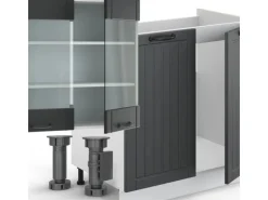 Vicco Fame-Line Küchenzeile Anthrazit Landhaus/Weiß 300 cm ohne Arbeitsplatte ohne E-Geräte