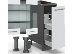 Vicco Fame-Line Küchenzeile Weiß Hochglanz/Anthrazit 280 cm AP Eiche ohne E-Geräte