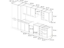 Vicco Fame-Line Küchenzeile Eiche Paneel/Goldkraft Eiche 355 cm ohne Arbeitsplatte ohne E-Geräte