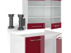 Vicco Fame-Line Küchenzeile Bordeaux Hochglanz/Weiß 240 cm ohne Arbeitsplatte ohne E-Geräte