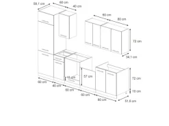 Vicco Fame-Line Küchenzeile Eiche Paneel/Goldkraft Eiche 300 cm ohne Arbeitsplatte ohne E-Geräte