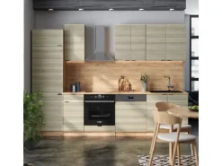 Vicco Fame-Line Küchenzeile Eiche Paneel/Goldkraft Eiche 300 cm ohne Arbeitsplatte ohne E-Geräte