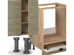 Vicco Fame-Line Küchenzeile Eiche Paneel/Goldkraft Eiche 300 cm ohne Arbeitsplatte ohne E-Geräte