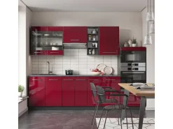 Vicco Fame-Line Küchenzeile Bordeaux Hochglanz/Anthrazit 280 cm ohne Arbeitsplatte ohne E-Geräte