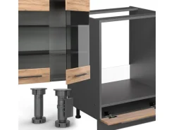 Vicco Fame-Line Küchenzeile Goldkraft Eiche/Anthrazit 300 cm AP Eiche ohne E-Geräte