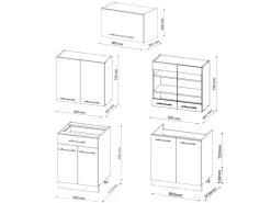 Vicco Fame-Line Küchenzeile Anthrazit Landhaus/Goldkraft Eiche 200 cm AP Marmor ohne E-Geräte