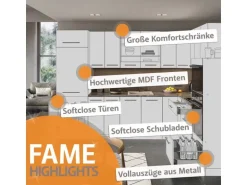 Vicco Fame-Line Küchenzeile Anthrazit Landhaus/Weiß 280 cm ohne Arbeitsplatte ohne E-Geräte