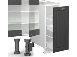 Vicco Fame-Line Küchenzeile Anthrazit Landhaus/Weiß 280 cm ohne Arbeitsplatte ohne E-Geräte