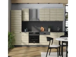 Vicco Fame-Line Küchenzeile Eiche Paneel/Anthrazit 300 cm ohne Arbeitsplatte ohne E-Geräte