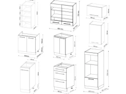 Vicco Fame-Line Küchenzeile Anthrazit Landhaus/Goldkraft Eiche 280 cm AP Anthrazit ohne E-Geräte