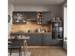 Vicco Fame-Line Küchenzeile Anthrazit Landhaus/Goldkraft Eiche 280 cm AP Anthrazit ohne E-Geräte