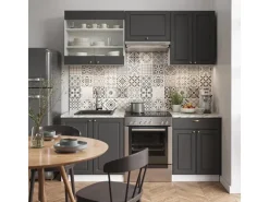 Vicco Fame-Line Küchenzeile Anthrazit-Gold/Weiß 200 cm AP Eiche ohne E-Geräte