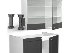 Vicco Fame-Line Küchenzeile Anthrazit-Gold/Weiß 200 cm AP Eiche ohne E-Geräte