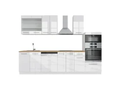 Vicco Fame-Line Küchenzeile Weiß 300 cm mit Hochschrankohne Arbeitsplatte ohne E-Geräte