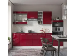 Vicco Fame-Line Küchenzeile Bordeaux Hochglanz/Weiß 280 cm AP Marmor ohne E-Geräte