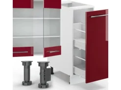 Vicco Fame-Line Küchenzeile Bordeaux Hochglanz/Weiß 280 cm AP Marmor ohne E-Geräte