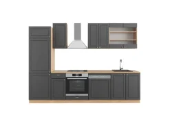 Vicco Fame-Line Küchenzeile Anthrazit Landhaus/Goldkraft Eiche 300 cm ohne Arbeitsplatte ohne E-Geräte