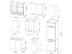 Vicco Fame-Line Küchenzeile Anthrazit Landhaus/Goldkraft Eiche 300 cm ohne Arbeitsplatte ohne E-Geräte