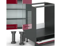 Vicco Fame-Line Küchenzeile Bordeaux Hochglanz/Anthrazit 300 cm AP Anthrazit ohne E-Geräte