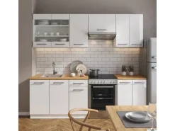 Vicco Fame-Line Küchenzeile Weiß 240 cm ohne Arbeitsplatte ohne E-Geräte