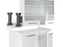 Vicco Fame-Line Küchenzeile Weiß 240 cm ohne Arbeitsplatte ohne E-Geräte