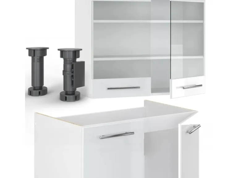 Vicco Fame-Line Küchenzeile Weiß 240 cm ohne Arbeitsplatte ohne E-Geräte