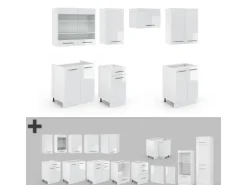 Vicco Fame-Line Küchenzeile Weiß 240 cm ohne Arbeitsplatte ohne E-Geräte