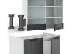 Vicco Fame-Line Küchenzeile Anthrazit Landhaus/Weiß 240 cm ohne Arbeitsplatte ohne E-Geräte