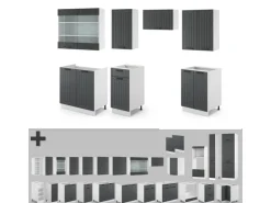 Vicco Fame-Line Küchenzeile Anthrazit Landhaus/Weiß 240 cm ohne Arbeitsplatte ohne E-Geräte